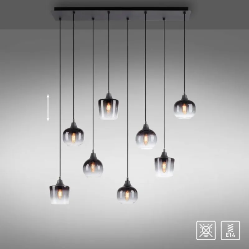Suspension Verre Fumé-Luminaires Leuchten Direkt Suspension Leuchten-Direkt ZEA Noir, 8 lumières