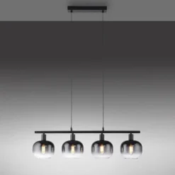 Suspension Verre Fumé-Luminaires Leuchten Direkt Suspension Leuchten-Direkt ZEA Noir, 4 lumières