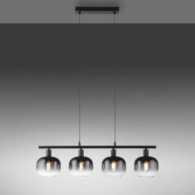 Suspension Verre Fumé-Luminaires Leuchten Direkt Suspension Leuchten-Direkt ZEA Noir, 4 lumières