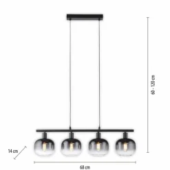 Suspension Verre Fumé-Luminaires Leuchten Direkt Suspension Leuchten-Direkt ZEA Noir, 4 lumières