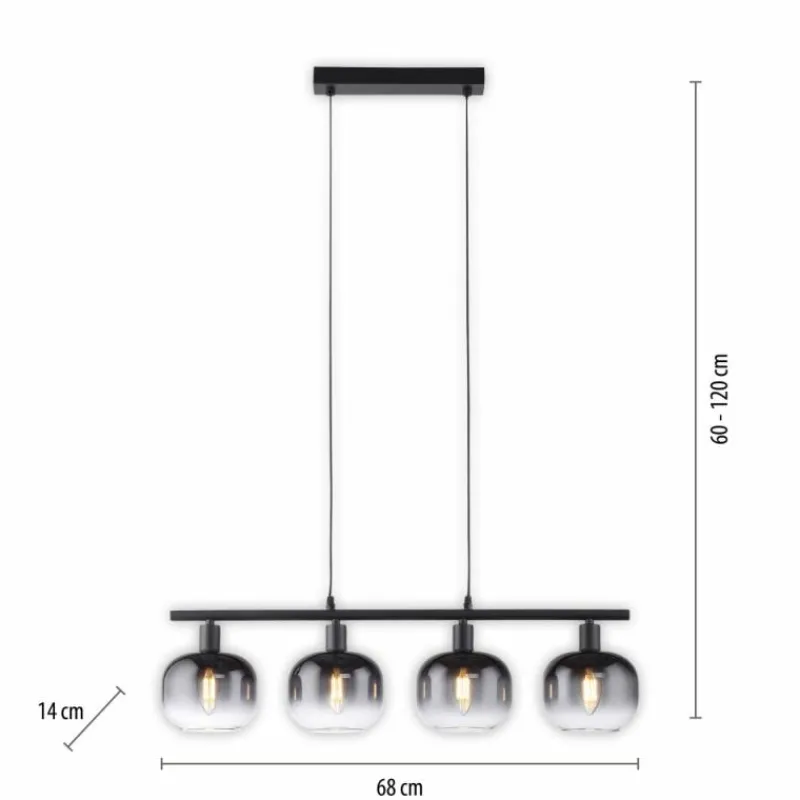 Suspension Verre Fumé-Luminaires Leuchten Direkt Suspension Leuchten-Direkt ZEA Noir, 4 lumières