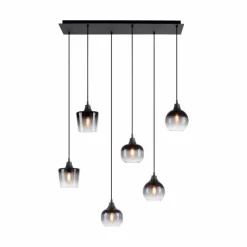 Suspension Verre Fumé-Luminaires Leuchten Direkt Suspension Leuchten-Direkt ZEA Noir, 6 lumières