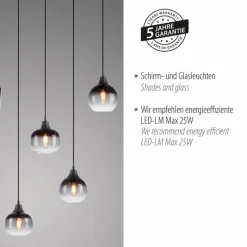 Suspension Verre Fumé-Luminaires Leuchten Direkt Suspension Leuchten-Direkt ZEA Noir, 6 lumières