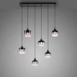Suspension Verre Fumé-Luminaires Leuchten Direkt Suspension Leuchten-Direkt ZEA Noir, 6 lumières