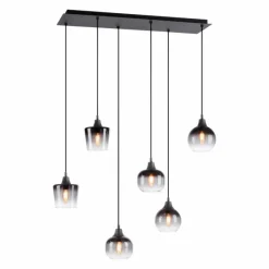 Suspension Verre Fumé-Luminaires Leuchten Direkt Suspension Leuchten-Direkt ZEA Noir, 6 lumières