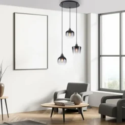 Suspension Verre Fumé-Luminaires Leuchten Direkt Suspension Leuchten-Direkt ZEA Noir, 3 lumières