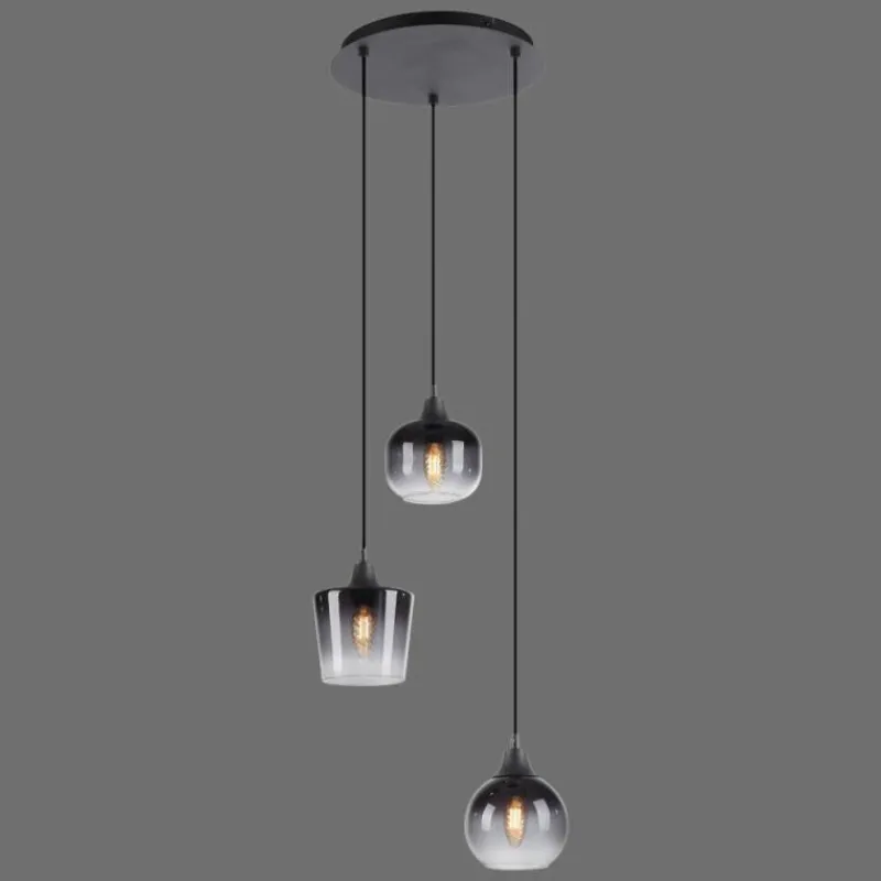 Suspension Verre Fumé-Luminaires Leuchten Direkt Suspension Leuchten-Direkt ZEA Noir, 3 lumières