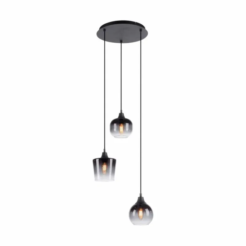 Suspension Verre Fumé-Luminaires Leuchten Direkt Suspension Leuchten-Direkt ZEA Noir, 3 lumières