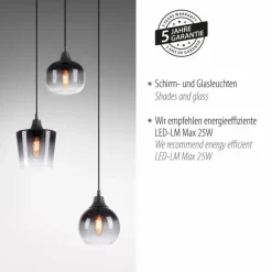 Suspension Verre Fumé-Luminaires Leuchten Direkt Suspension Leuchten-Direkt ZEA Noir, 3 lumières