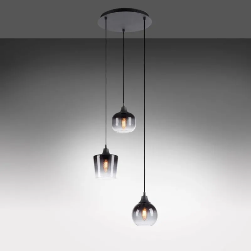 Suspension Verre Fumé-Luminaires Leuchten Direkt Suspension Leuchten-Direkt ZEA Noir, 3 lumières
