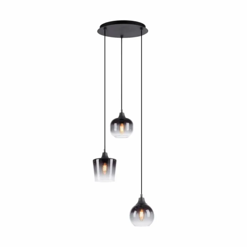 Suspension Verre Fumé-Luminaires Leuchten Direkt Suspension Leuchten-Direkt ZEA Noir, 3 lumières
