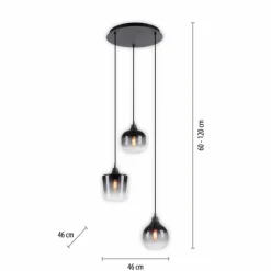 Suspension Verre Fumé-Luminaires Leuchten Direkt Suspension Leuchten-Direkt ZEA Noir, 3 lumières