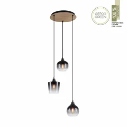 Suspension Verre Fumé-Luminaires Leuchten Direkt Suspension Leuchten-Direkt GREEN ZEA Écru, Noir, 3 lumières