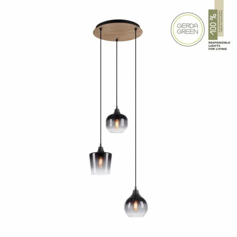 Suspension Verre Fumé-Luminaires Leuchten Direkt Suspension Leuchten-Direkt GREEN ZEA Écru, Noir, 3 lumières