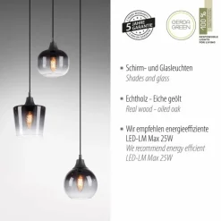 Suspension Verre Fumé-Luminaires Leuchten Direkt Suspension Leuchten-Direkt GREEN ZEA Écru, Noir, 3 lumières