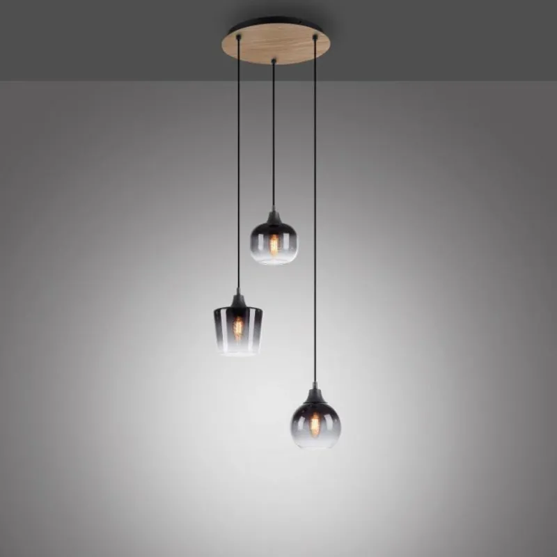 Suspension Verre Fumé-Luminaires Leuchten Direkt Suspension Leuchten-Direkt GREEN ZEA Écru, Noir, 3 lumières