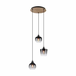 Suspension Verre Fumé-Luminaires Leuchten Direkt Suspension Leuchten-Direkt GREEN ZEA Écru, Noir, 3 lumières