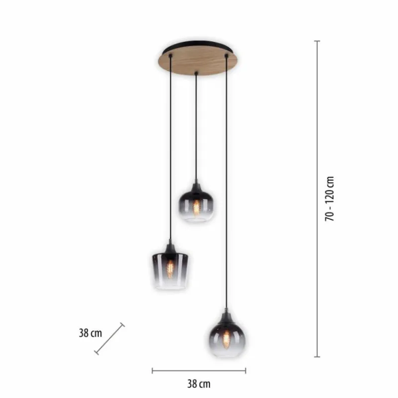 Suspension Verre Fumé-Luminaires Leuchten Direkt Suspension Leuchten-Direkt GREEN ZEA Écru, Noir, 3 lumières