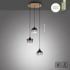 Suspension Verre Fumé-Luminaires Leuchten Direkt Suspension Leuchten-Direkt GREEN ZEA Écru, Noir, 3 lumières