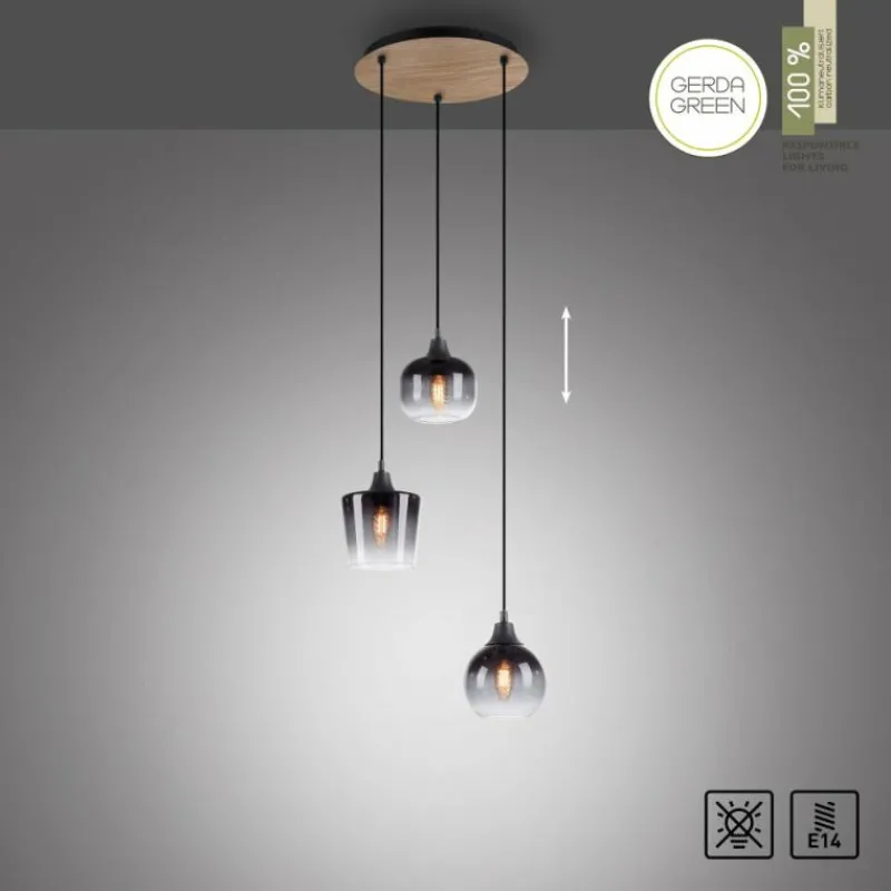 Suspension Verre Fumé-Luminaires Leuchten Direkt Suspension Leuchten-Direkt GREEN ZEA Écru, Noir, 3 lumières
