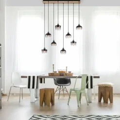 Suspension Verre Fumé-Luminaires Leuchten Direkt Suspension Leuchten-Direkt GREEN ZEA Écru, Noir, 8 lumières