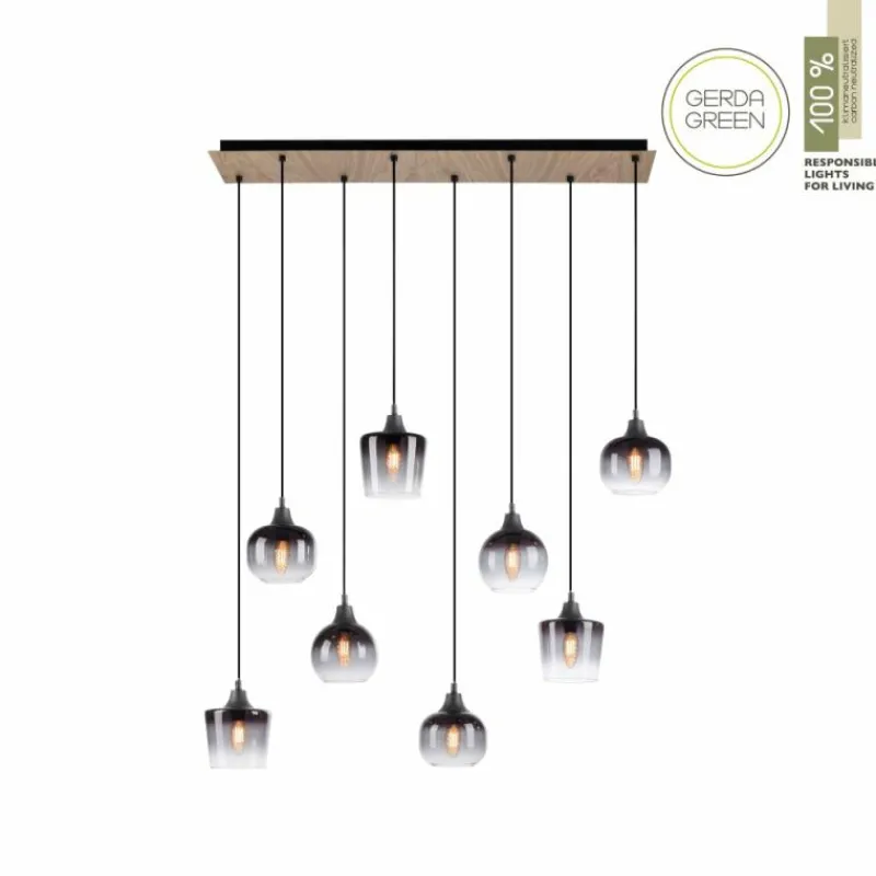 Suspension Verre Fumé-Luminaires Leuchten Direkt Suspension Leuchten-Direkt GREEN ZEA Écru, Noir, 8 lumières