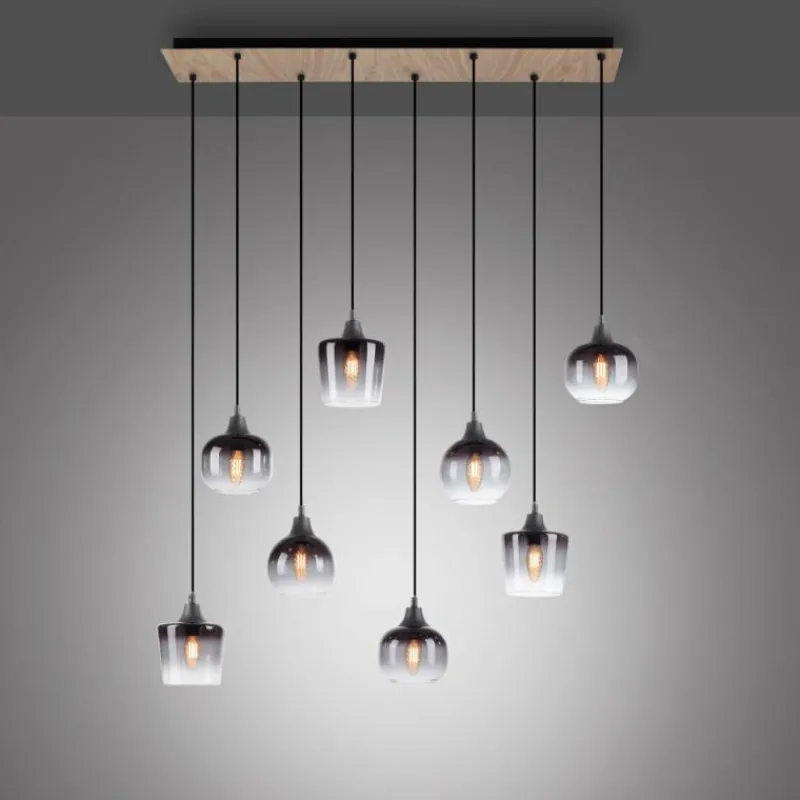 Suspension Verre Fumé-Luminaires Leuchten Direkt Suspension Leuchten-Direkt GREEN ZEA Écru, Noir, 8 lumières