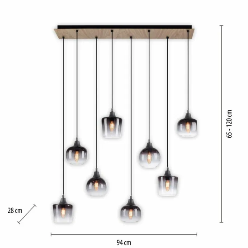 Suspension Verre Fumé-Luminaires Leuchten Direkt Suspension Leuchten-Direkt GREEN ZEA Écru, Noir, 8 lumières