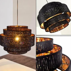 Lampes En Tissu-hofstein Suspension Liared Noir, 1 lumière