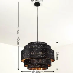 Lampes En Tissu-hofstein Suspension Liared Noir, 1 lumière