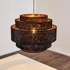 Lampes En Tissu-hofstein Suspension Liared Noir, 1 lumière
