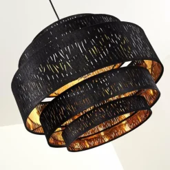 Lampes En Tissu-hofstein Suspension Liared Noir, 1 lumière