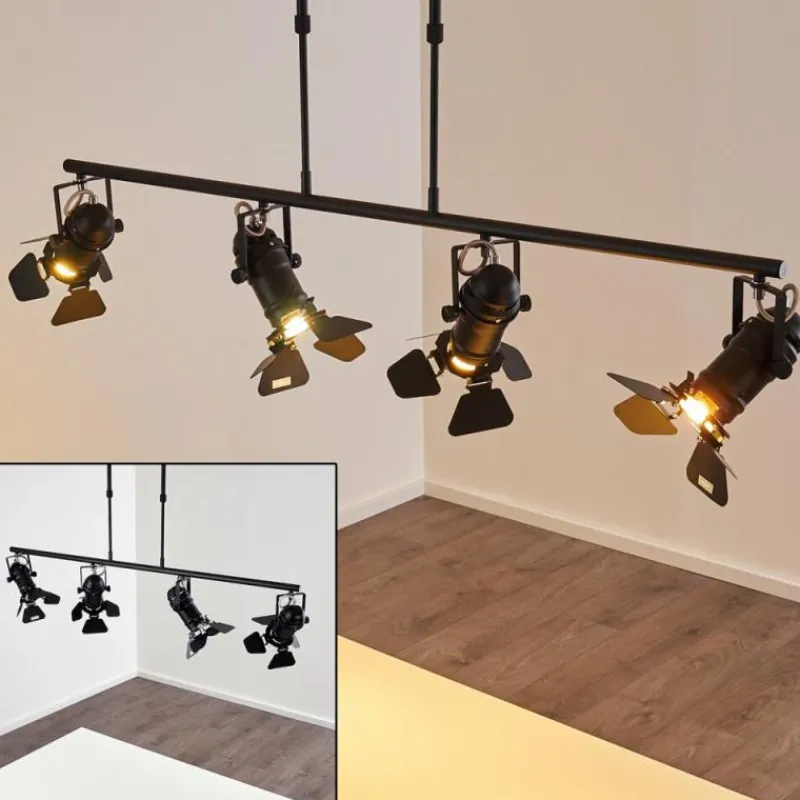 Lampes Industrielles-hofstein Suspension Lichinga Noir, 4 lumières