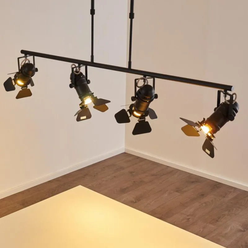 Lampes Industrielles-hofstein Suspension Lichinga Noir, 4 lumières