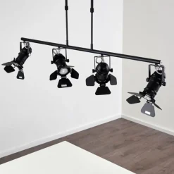 Lampes Industrielles-hofstein Suspension Lichinga Noir, 4 lumières