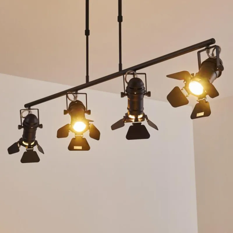 Lampes Industrielles-hofstein Suspension Lichinga Noir, 4 lumières