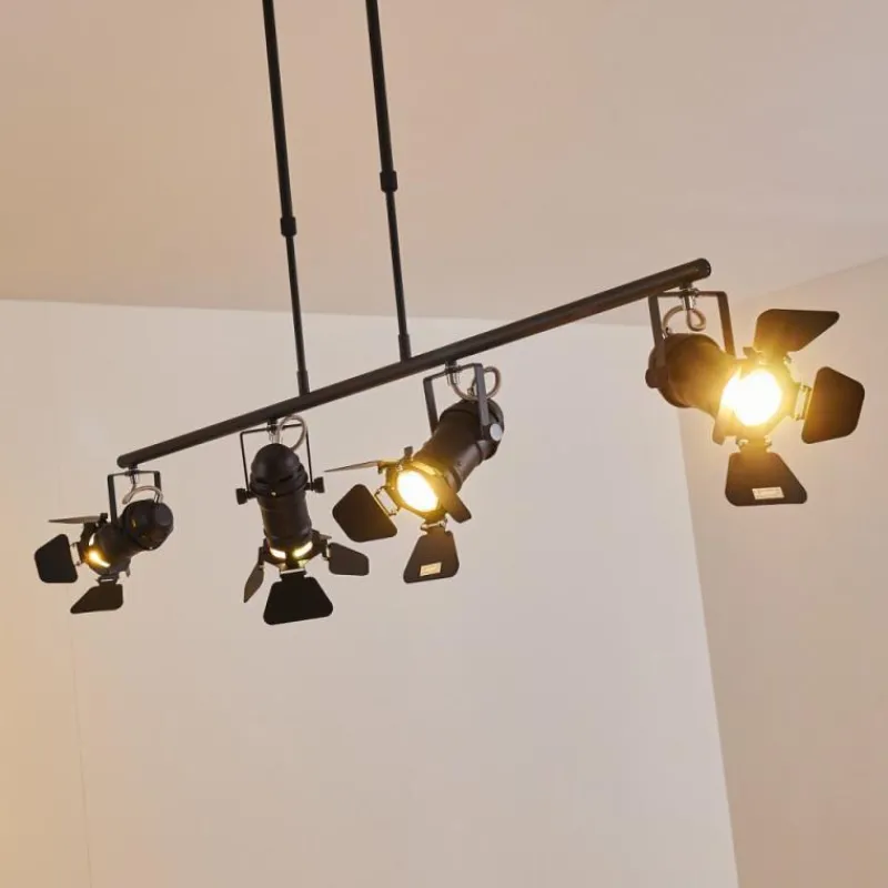 Lampes Industrielles-hofstein Suspension Lichinga Noir, 4 lumières