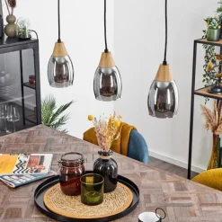 Luminaires Scandinaves-hofstein Suspension Lissade Noir, 3 lumières