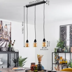 Lampes Vintages & Rétros-hofstein Suspension Lissade Noir, 3 lumières