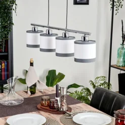 Lampes En Tissu-hofstein Suspension Lohobe Chrome, Noir, 4 lumières