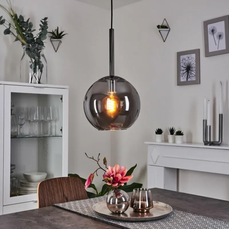 Suspension Verre Fumé-hofstein Suspension Loiulo Nickel mat, Argenté, 1 lumière