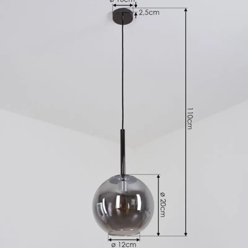 Suspension Verre Fumé-hofstein Suspension Loiulo Nickel mat, Argenté, 1 lumière