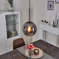 Suspension Verre Fumé-hofstein Suspension Loiulo Nickel mat, Argenté, 1 lumière