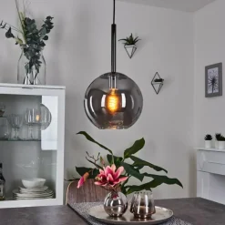 Suspension Verre Fumé-hofstein Suspension Loiulo Nickel mat, Argenté, 1 lumière