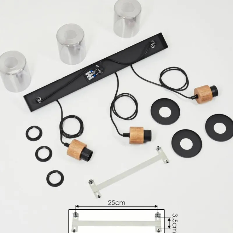 Suspension Verre Fumé-hofstein Suspension Loursin Noir, 3 lumières