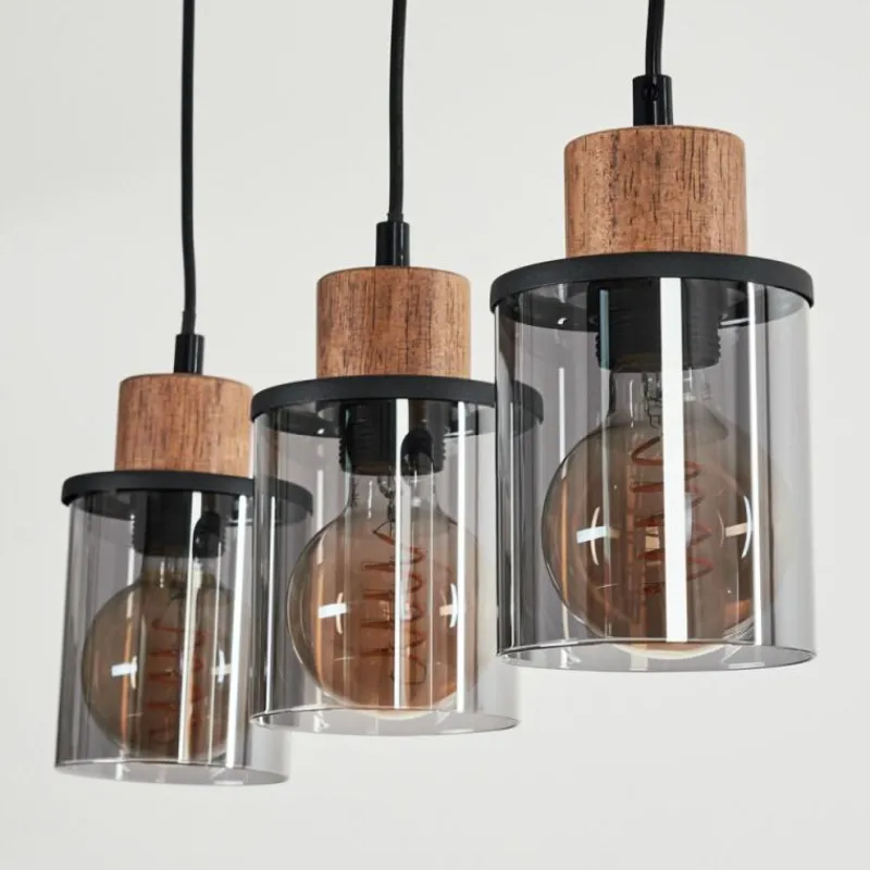 Suspension Verre Fumé-hofstein Suspension Loursin Noir, 3 lumières