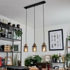 Suspension Verre Fumé-hofstein Suspension Loursin Noir, 3 lumières