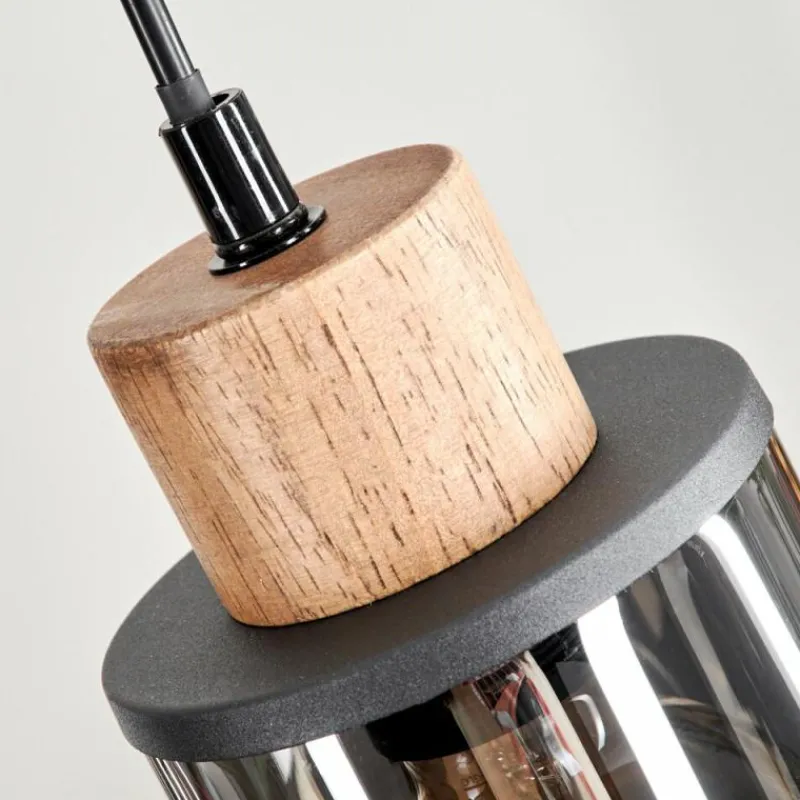 Suspension Verre Fumé-hofstein Suspension Loursin Noir, 4 lumières