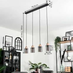 Suspension Verre Fumé-hofstein Suspension Loursin Noir, 4 lumières