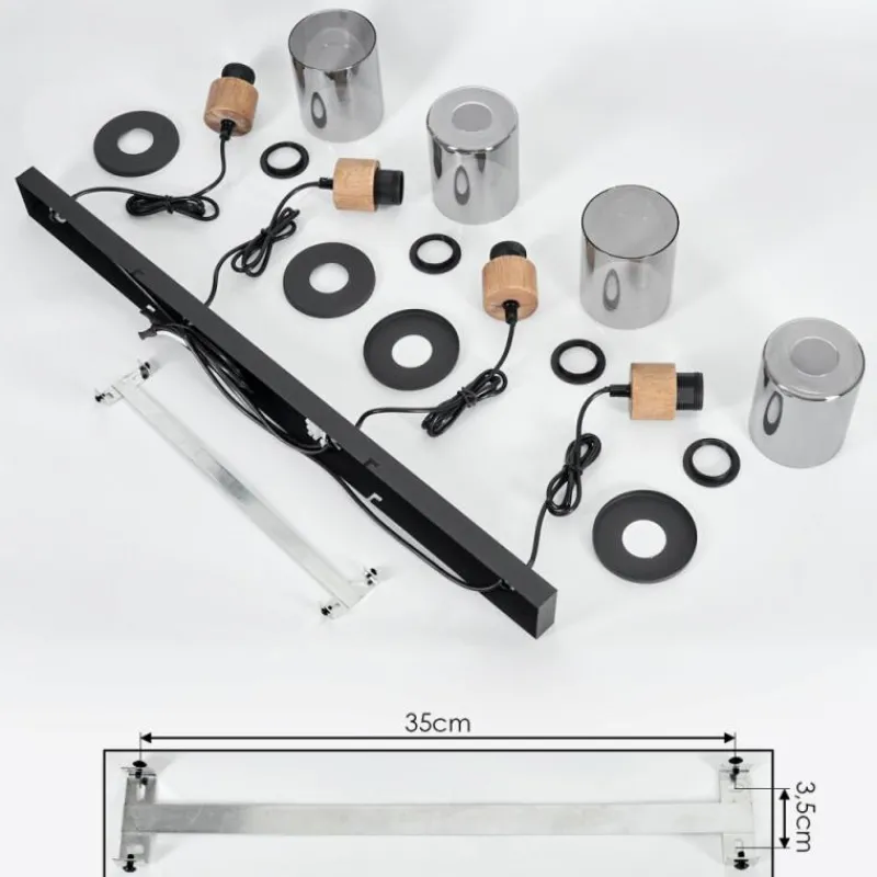 Suspension Verre Fumé-hofstein Suspension Loursin Noir, 4 lumières